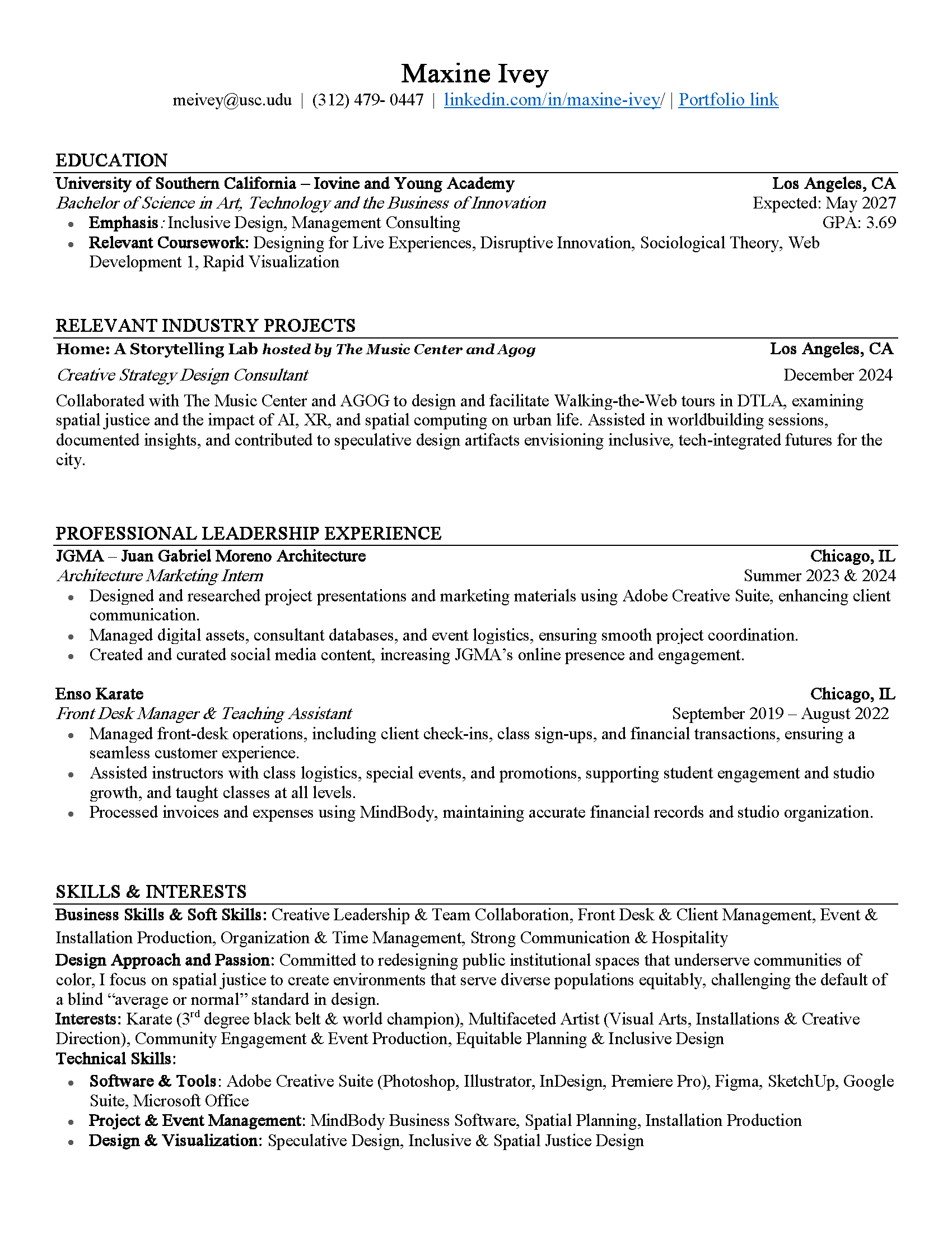 Maxine Ivey Resume